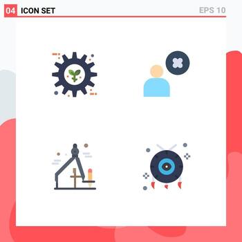 paquete de línea vectorial editable de 4 iconos planos simples de preferencia de diseño ecológico eliminar elementos de diseño vectorial editables gráficos de usuario vector