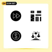 Pictogram Set of 4 Simple Solid Glyphs of arrow premium arrows right content coin Editable Vector Design Elements