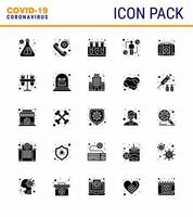 25 Solid Glyph coronavirus epidemic icon pack suck as medical emergency test viral human viral coronavirus 2019nov disease Vector Design Elements