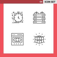 4 colores planos de línea de relleno de vector temático y símbolos editables de elementos de diseño de vector editable de comercio electrónico de caja de desarrollo de vacaciones de producto