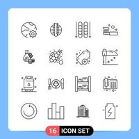 16 Line Black Icon Pack Outline Symbols for Mobile Apps isolated on white background 16 Icons Set Creative Black Icon vector background