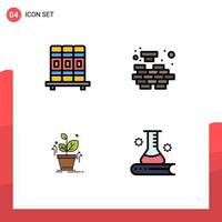 4 Creative Icons Modern Signs and Symbols of cupboard grown logic solving science and education Editable Vector Design Elements