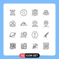 Set of 16 Modern UI Icons Symbols Signs for cloud data love usb computing Editable Vector Design Elements