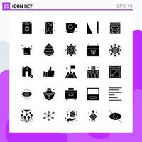 Set of 25 icons in solid style Creative Glyph Symbols for Website Design and Mobile Apps Simple Solid Icon Sign Isolated on White Background 25 Icons Creative Black Icon vector background