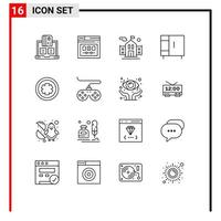 Modern Set of 16 Outlines Pictograph of medical home appliances web home education Editable Vector Design Elements