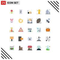 Mobile Interface Flat Color Set of 25 Pictograms of building sun finger rainy cloud Editable Vector Design Elements