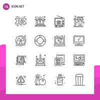 Outline Icon set Pack of 16 Line Icons isolated on White Background for responsive Website Design Print and Mobile Applications Creative Black Icon vector background