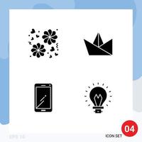 Stock Vector Icon Pack of 4 Line Signs and Symbols for flower huawei hobby phone bulb Editable Vector Design Elements