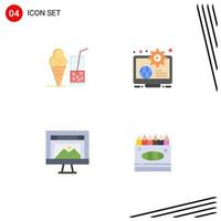 Modern Set of 4 Flat Icons and symbols such as drink app juice content design Editable Vector Design Elements