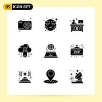 Set of 9 Modern UI Icons Symbols Signs for world cloud business online usb Editable Vector Design Elements