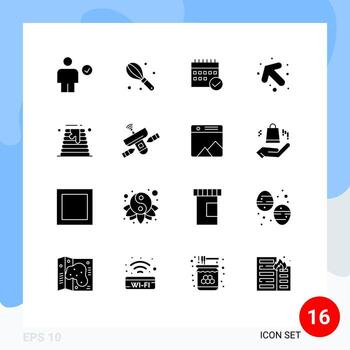 16 Universal Solid Glyphs Set for Web and Mobile Applications left arrow schedule planning event Editable Vector Design Elements