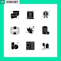 Stock Vector Icon Pack of 9 Line Signs and Symbols for marijuana watch package time computer Editable Vector Design Elements
