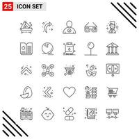 Pixle Perfect Set of 25 Line Icons Outline Icon Set for Webite Designing and Mobile Applications Interface Creative Black Icon vector background