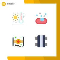 4 Universal Flat Icons Set for Web and Mobile Applications celsius spaceship thermometer clean fun Editable Vector Design Elements