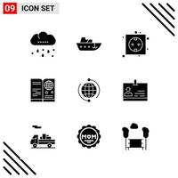 Pixle Perfect Set of 9 Solid Icons Glyph Icon Set for Webite Designing and Mobile Applications Interface Creative Black Icon vector background