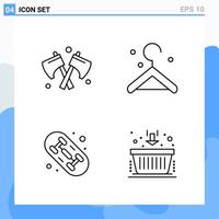 Modern 4 Line style icons Outline Symbols for general use Creative Line Icon Sign Isolated on White Background 4 Icons Pack Creative Black Icon vector background