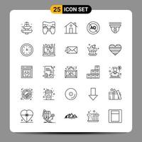 Paquete de 25 iconos negros símbolos de contorno signos para diseños receptivos sobre fondo blanco 25 iconos establecidos fondo de vector de icono negro creativo