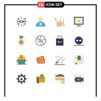 Set of 16 Modern UI Icons Symbols Signs for cloudless winner stare olympic tv Editable Pack of Creative Vector Design Elements