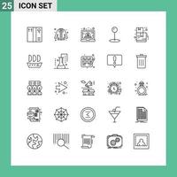 Group of 25 Modern Lines Set for argosy ecommerce dollar box maps Editable Vector Design Elements