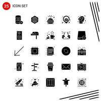 Collection of 25 Vector Icons in solid style Pixle Perfect Glyph Symbols for Web and Mobile Solid Icon Signs on White Background 25 Icons Creative Black Icon vector background