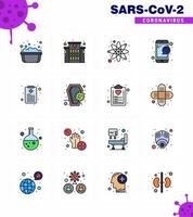 Coronavirus awareness icons 16 Flat Color Filled Line icon Corona Virus Flu Related such as report health chart laboratory service online viral coronavirus 2019nov disease Vector Design Elements