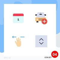 Group of 4 Modern Flat Icons Set for calender gestures day more mobile Editable Vector Design Elements