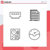 Modern Set of 4 Filledline Flat Colors and symbols such as computers document hardware code document Editable Vector Design Elements