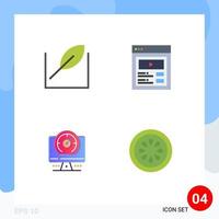 4 Creative Icons Modern Signs and Symbols of leaf timer custom content web cucumber Editable Vector Design Elements