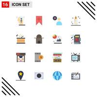 16 Flat Color concept for Websites Mobile and Apps music drum user holiday candle Editable Pack of Creative Vector Design Elements