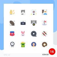 16 Universal Flat Color Signs Symbols of worker labour play construction business idea Editable Pack of Creative Vector Design Elements