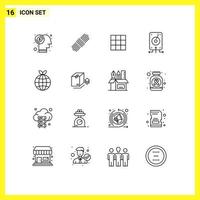 16 Thematic Vector Outlines and Editable Symbols of ecology storage gallery server data Editable Vector Design Elements