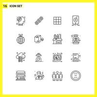 16 Thematic Vector Outlines and Editable Symbols of ecology storage gallery server data Editable Vector Design Elements