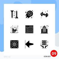 Mobile Interface Solid Glyph Set of 9 Pictograms of communication claus sport christmas gym Editable Vector Design Elements