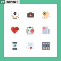 9 User Interface Flat Color Pack of modern Signs and Symbols of report chocolate labyrinth favorite love Editable Vector Design Elements