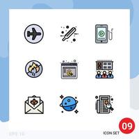 9 Thematic Vector Filledline Flat Colors and Editable Symbols of cpc fire test no education Editable Vector Design Elements