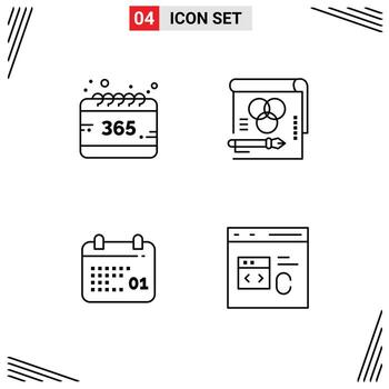 4 Line concept for Websites Mobile and Apps all canada year rgb date Editable Vector Design Elements