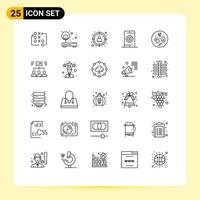 Group of 25 Lines Signs and Symbols for mobile engine point goal profile Editable Vector Design Elements