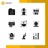 Set of 9 Modern UI Icons Symbols Signs for environment earth day lights interfaces connection Editable Vector Design Elements