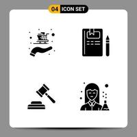 4 Black Icon Pack Glyph Symbols Signs for Responsive designs on white background 4 Icons Set Creative Black Icon vector background