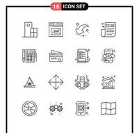 Mobile Interface Outline Set of 16 Pictograms of calc tips arrow marketing advertising tips Editable Vector Design Elements