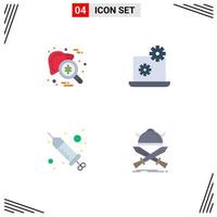 4 Universal Flat Icons Set for Web and Mobile Applications checkup injection testing gear spa Editable Vector Design Elements