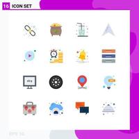 Modern Set of 16 Flat Colors and symbols such as button arrows st pointer location Editable Pack of Creative Vector Design Elements