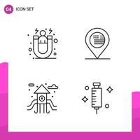 Outline Icon set Pack of 4 Line Icons isolated on White Background for responsive Website Design Print and Mobile Applications Creative Black Icon vector background