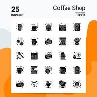 25 conjunto de iconos de cafetería 100 archivos editables eps 10 ideas de concepto de logotipo de empresa diseño de icono de glifo sólido vector