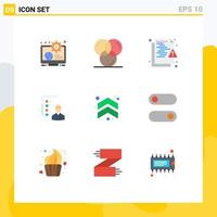 Mobile Interface Flat Color Set of 9 Pictograms of business profile development security network Editable Vector Design Elements