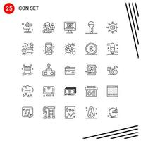 Modern Set of 25 Lines Pictograph of mail technology entertaiment products electronics Editable Vector Design Elements