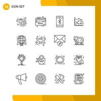 16 Creative Icons Modern Signs and Symbols of chinese trends mobile graph chart Editable Vector Design Elements