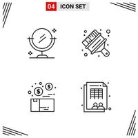 4 Icons Line Style Grid Based Creative Outline Symbols for Website Design Simple Line Icon Signs Isolated on White Background 4 Icon Set Creative Black Icon vector background