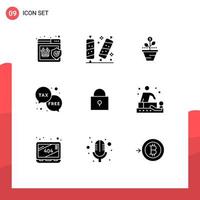 Stock Vector Icon Pack of 9 Line Signs and Symbols for duty money sweet growing finance Editable Vector Design Elements