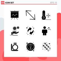 Collection of 9 Vector Icons in solid style Modern Glyph Symbols for Web and Mobile Solid Icon Sign Isolated on White Background 9 Icons Creative Black Icon vector background